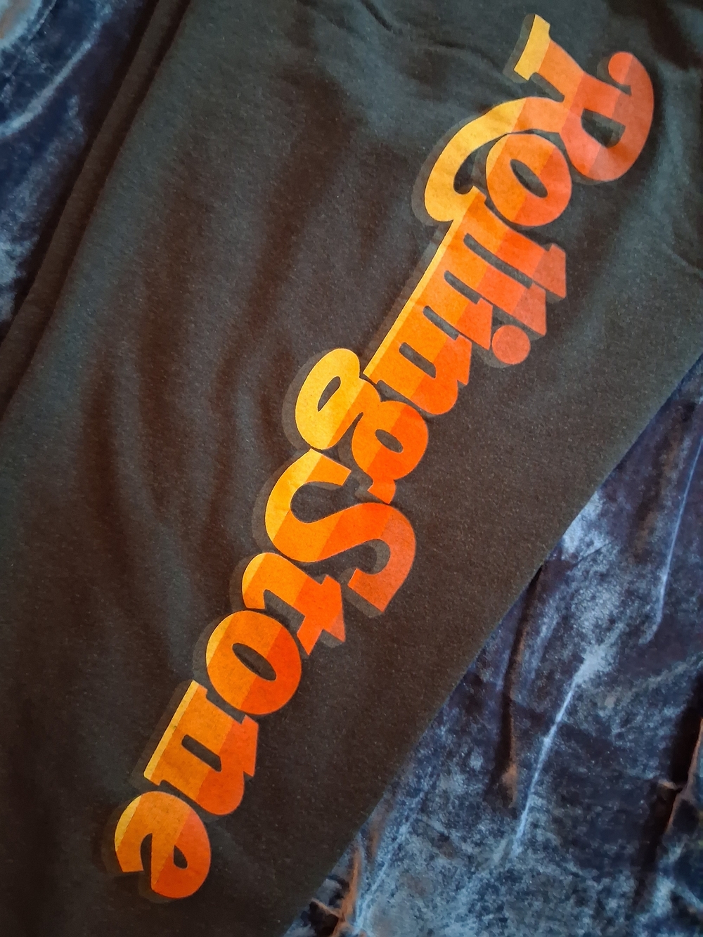 Aviator Nation Black Sweatpants with Orange Gradient 'Rolling Stone' Logo Xl